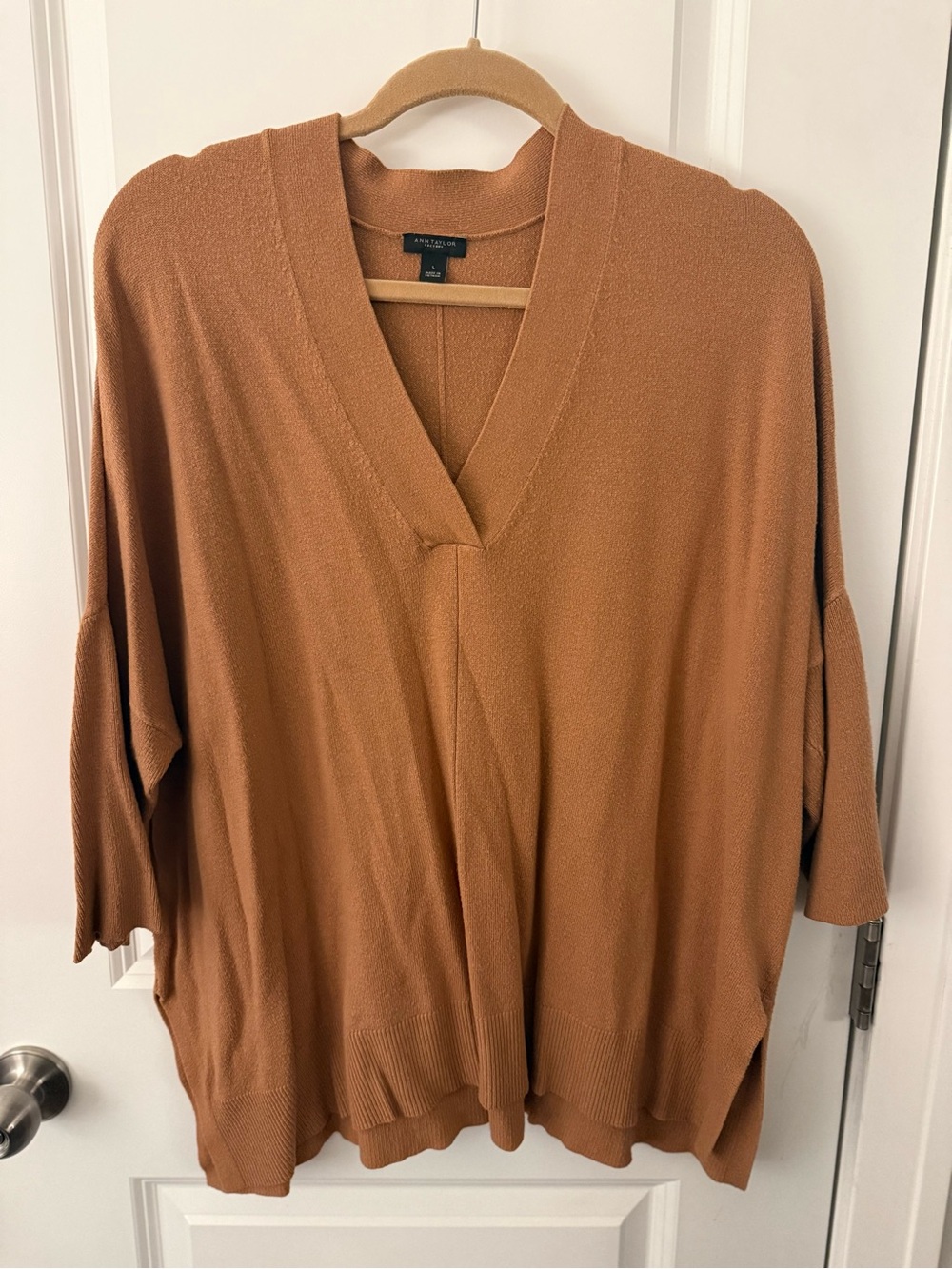 Ann Taylor V-Neck Sweater - Camel Brown